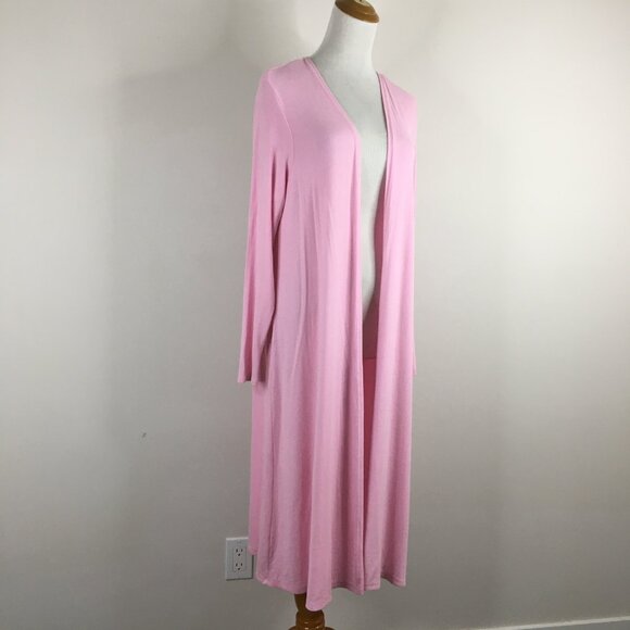 MAGASCHONI Pink Ribbed Long Sleeve Open Front Longer Body Cardigan - Picture 1 of 12